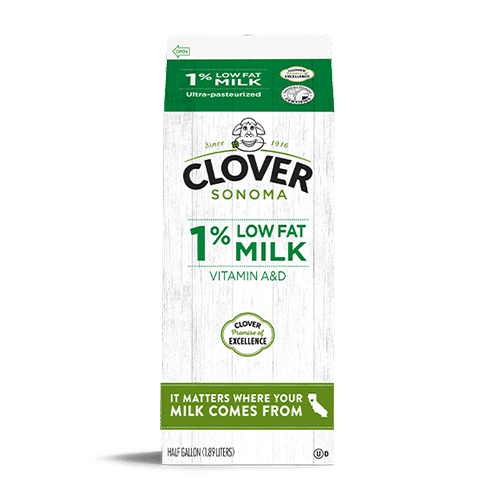 Clover Organic 1% Milk Half Gallon
